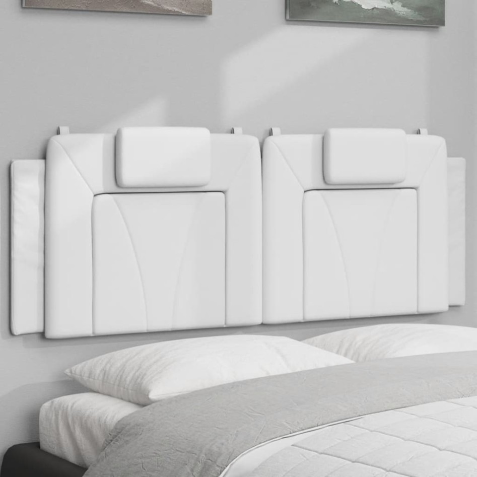 Cabecero de cama acolchado cuero sintético blanco 140