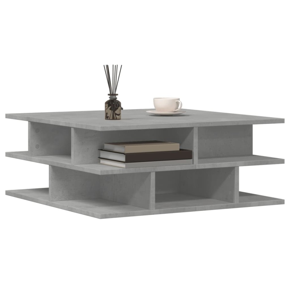 Mesa de centro madera de ingeniería gris hormigón 70x70x29