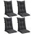 Cojines silla respaldo alto 4 uds tela gris antracita