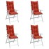 Cojines silla respaldo alto 4 uds tela rojo melange 120x50x7