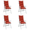 Cojines silla respaldo alto 4 uds tela rojo melange 120x50x7 cm