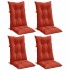 Cojines silla respaldo alto 4 uds tela rojo melange 120x50x7