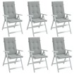 Cojines para silla respaldo alto 6 uds tela gris claro melange