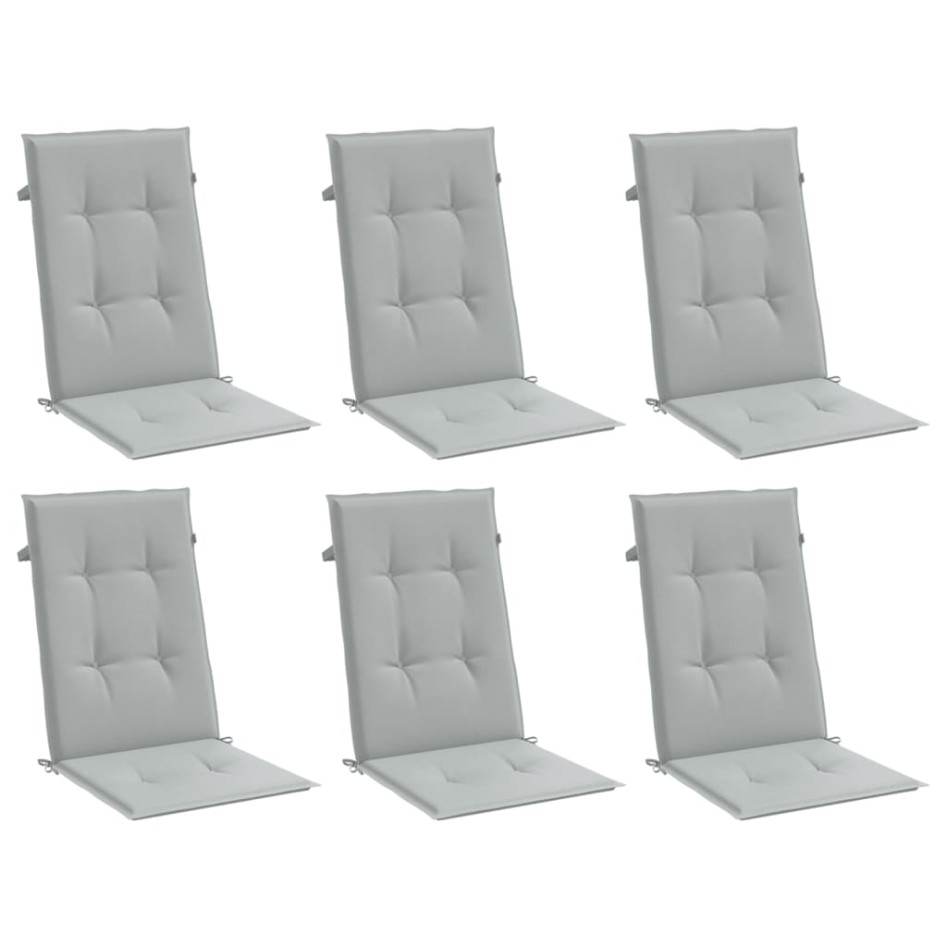 Cojines para silla respaldo alto 6 uds tela gris claro