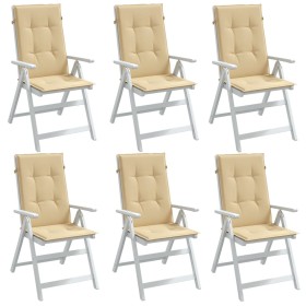 Cojines silla respaldo alto 6 uds tela beige melange