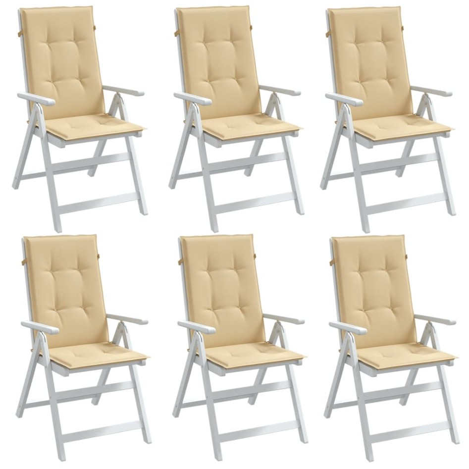 Cojines silla respaldo alto 6 uds tela beige melange