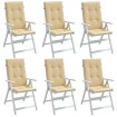 Cojines silla respaldo alto 6 uds tela beige melange 120x50x4cm