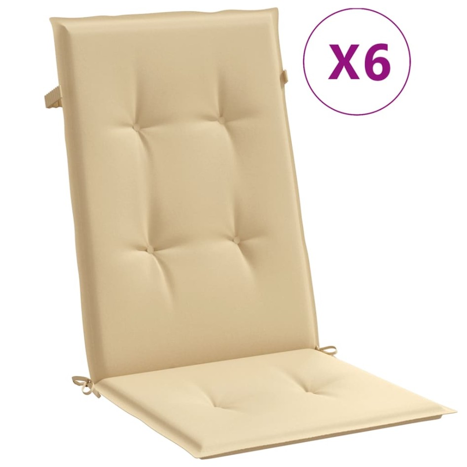 Cojines silla respaldo alto 6 uds tela beige melange