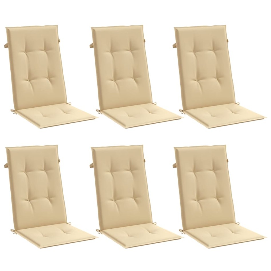 Cojines silla respaldo alto 6 uds tela beige melange