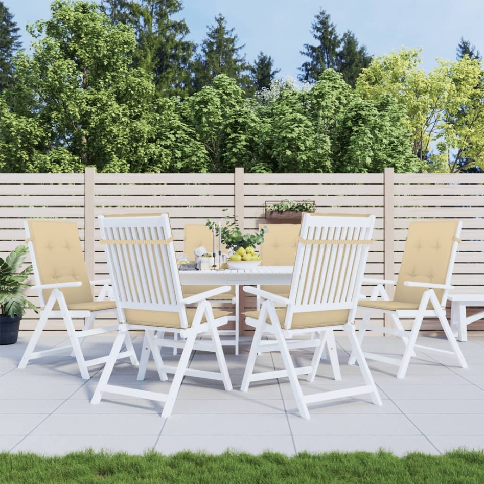 Cojines silla respaldo alto 6 uds tela beige melange