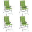 Cojines silla respaldo alto 4 uds tela verde melange 120x50x4cm