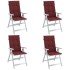 Cojines para silla respaldo alto 4 uds tela rojo tinto