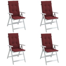Cojines para silla respaldo alto 4 uds tela rojo tinto