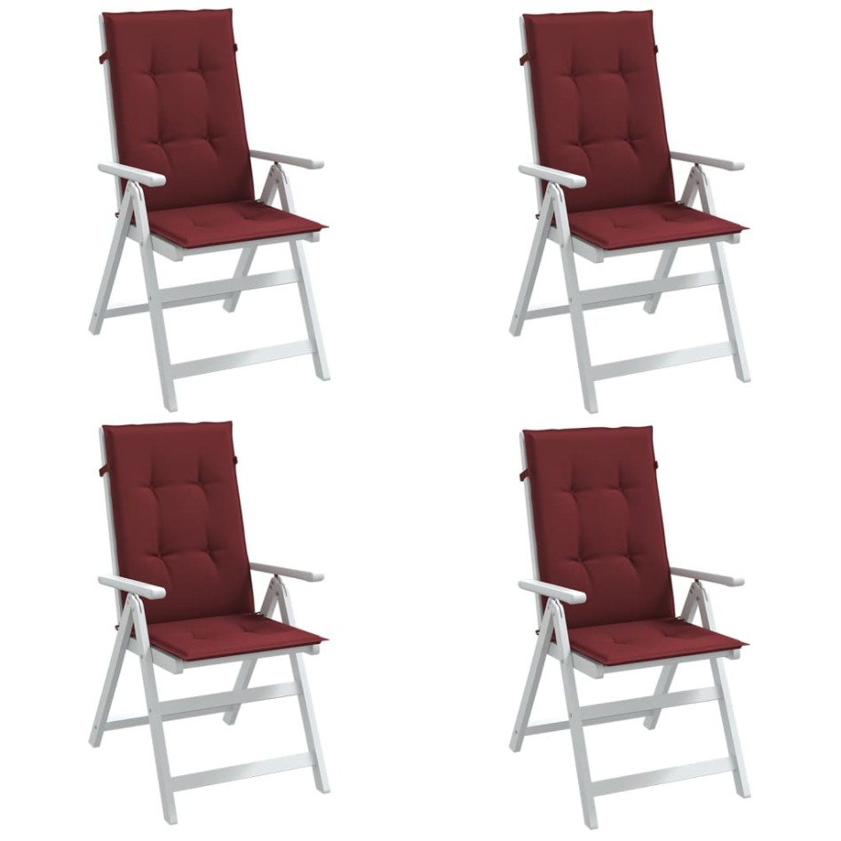 Cojines para silla respaldo alto 4 uds tela rojo tinto