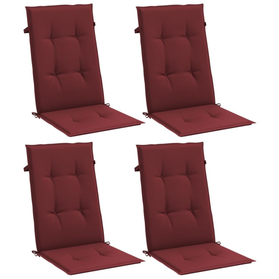 Cojines para silla respaldo alto 4 uds tela rojo tinto