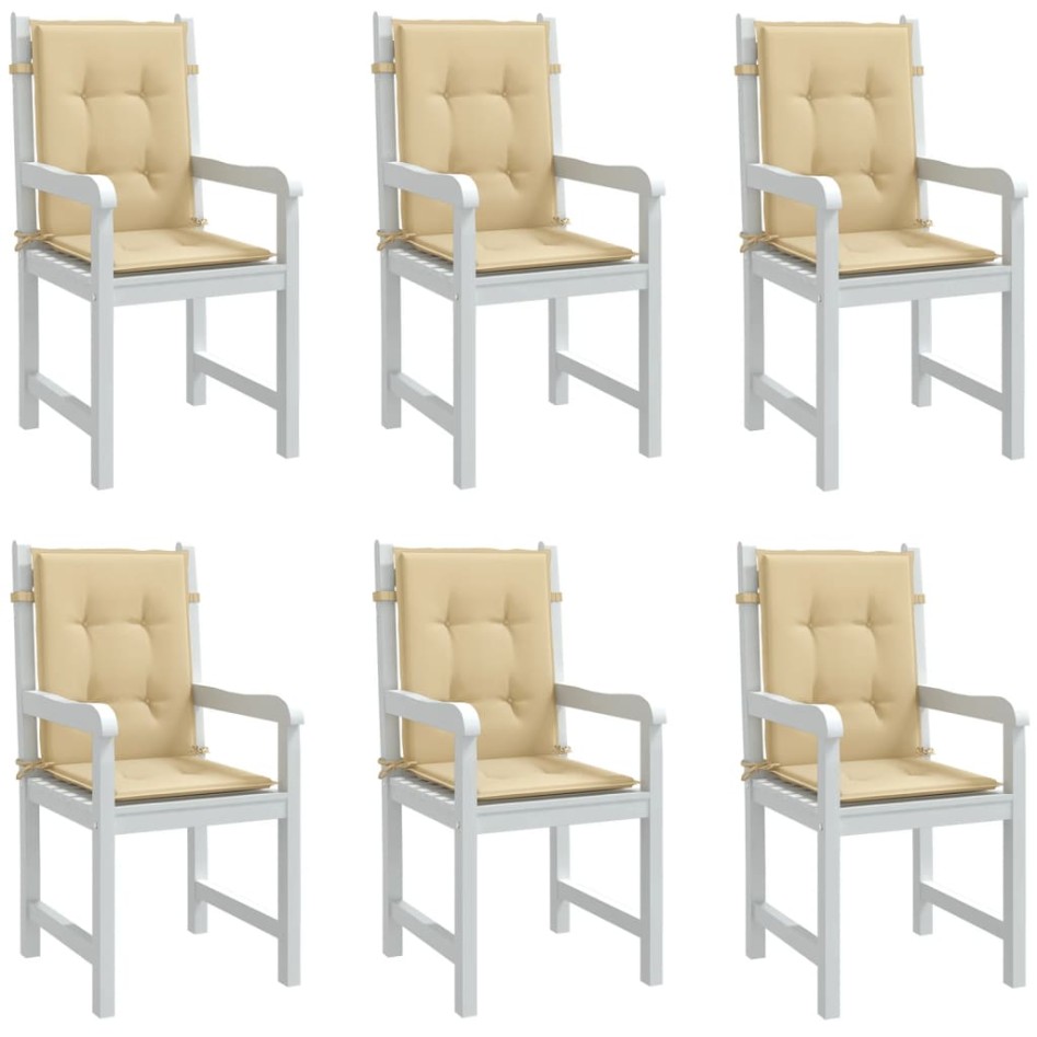 Cojines silla respaldo bajo 6 ud tela beige melange 100x50x4