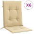 Cojines silla respaldo bajo 6 ud tela beige melange 100x50x4