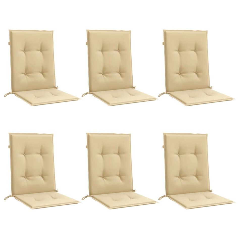 Cojines silla respaldo bajo 6 ud tela beige melange 100x50x4