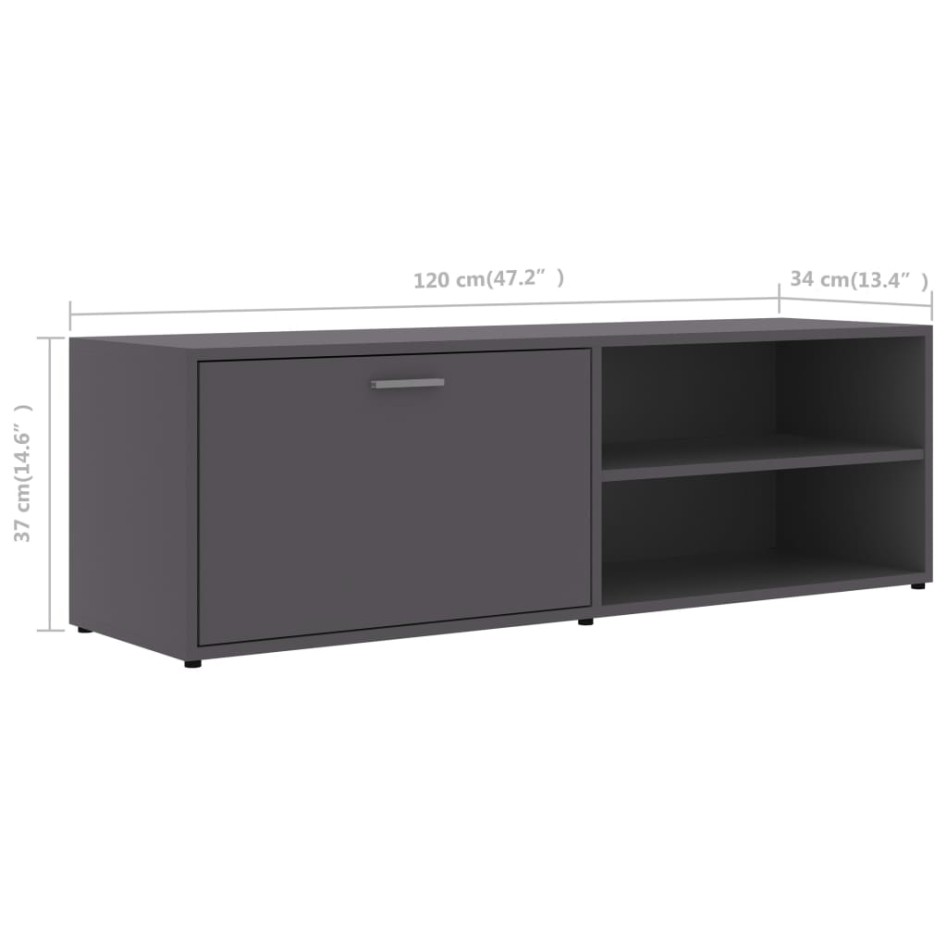 Mueble de TV madera contrachapada gris 120x34x37