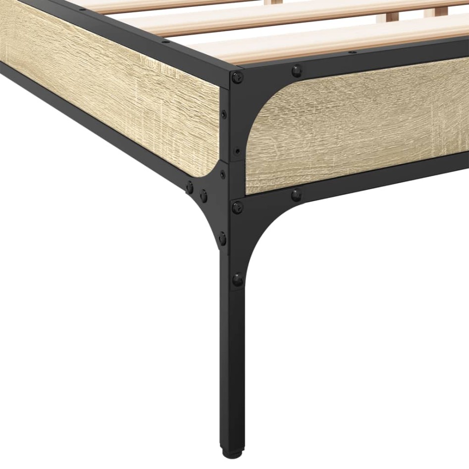 Estructura cama madera ingeniería metal roble Sonoma 200x200