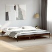 Estructura cama madera ingeniería metal marrón roble 200x200 cm