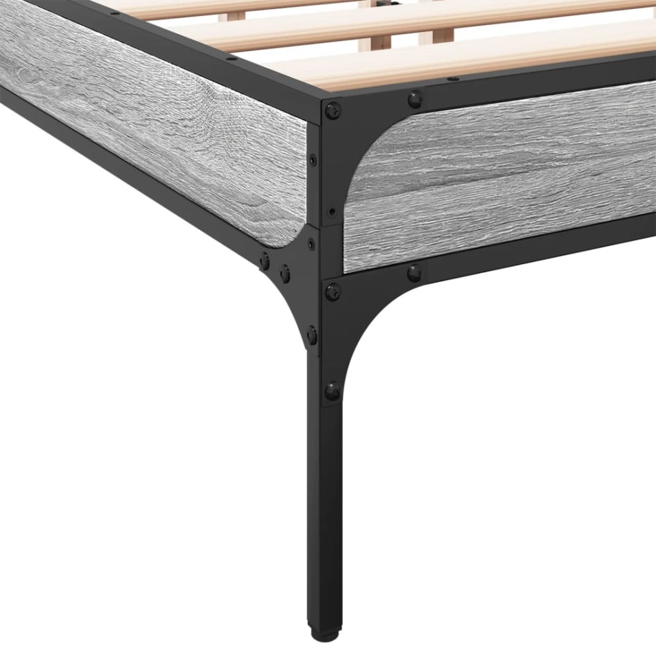 Estructura cama madera ingeniería metal gris Sonoma 120x190