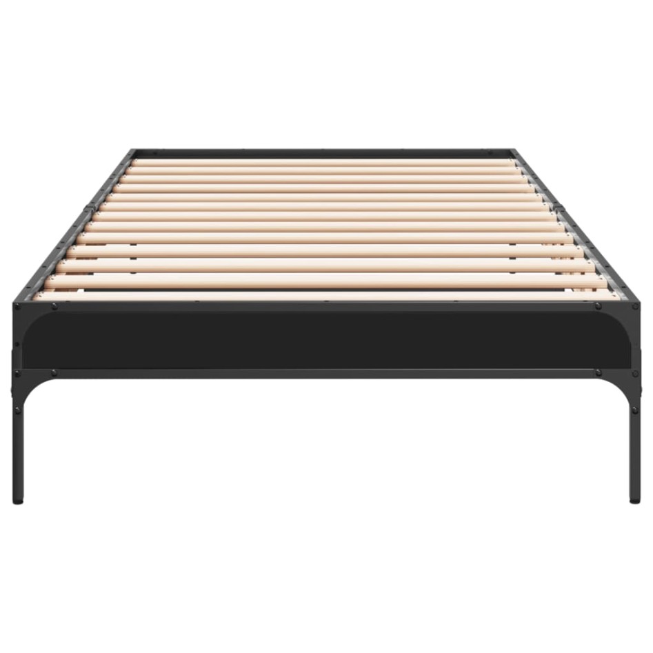 Estructura de cama madera de ingeniería y metal negra 75x190