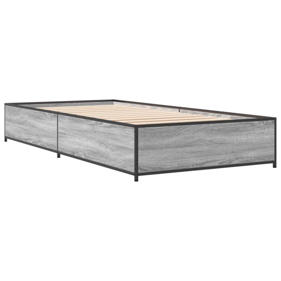 Estructura cama madera ingeniería metal gris Sonoma 75x190