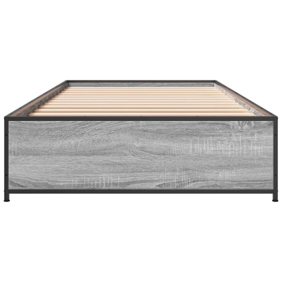Estructura cama madera ingeniería metal gris Sonoma 75x190