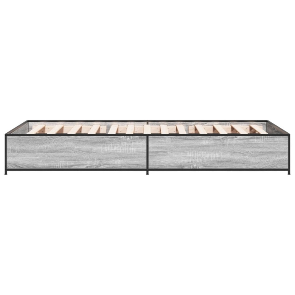 Estructura cama madera ingeniería metal gris Sonoma 75x190