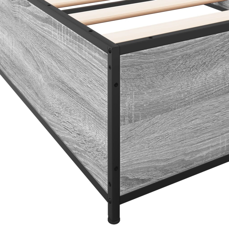 Estructura cama madera ingeniería metal gris Sonoma 75x190
