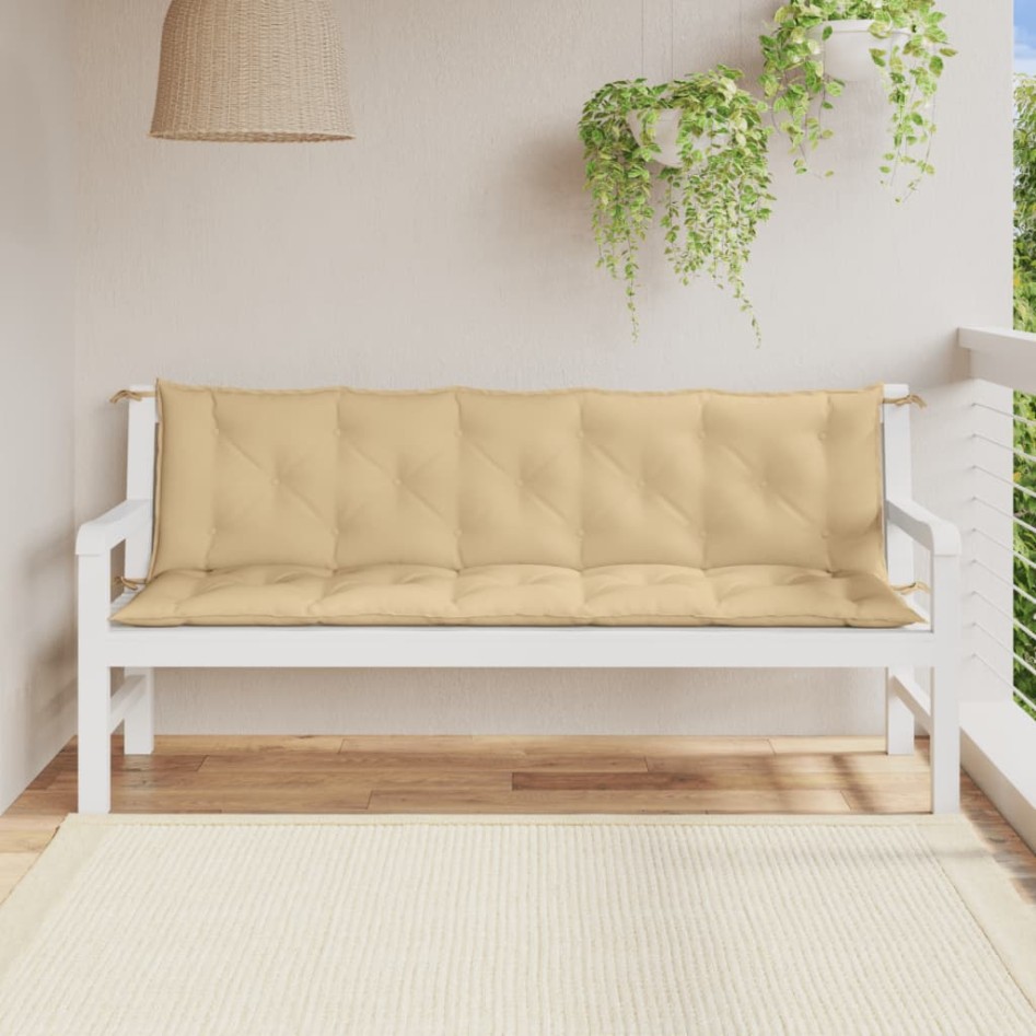 Cojines para banco jardín 2 uds tela beige melange 180x50x7