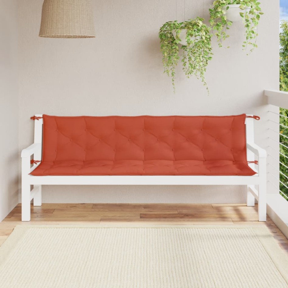 Cojines para banco jardín 2 uds tela rojo melange 200x50x7
