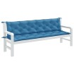 Cojines para banco jardín 2 uds tela azul melange 200x50x7 cm