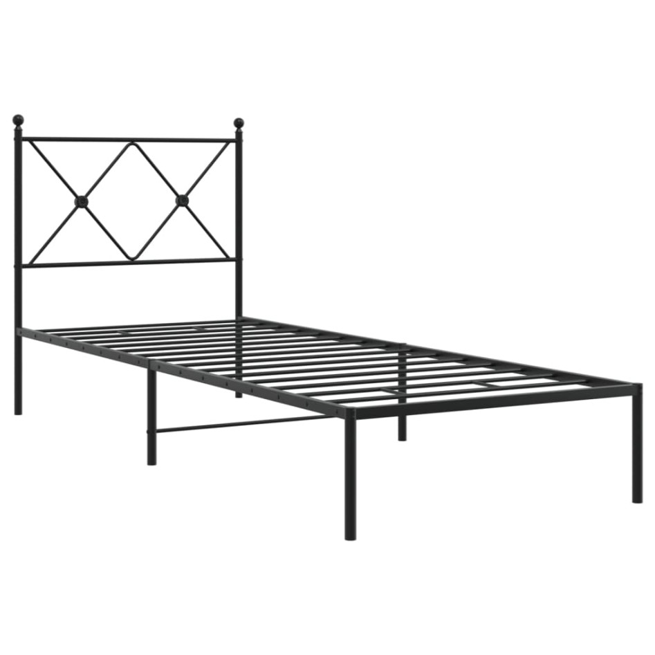Estructura cama sin colchón con cabecero metal negro 75x190
