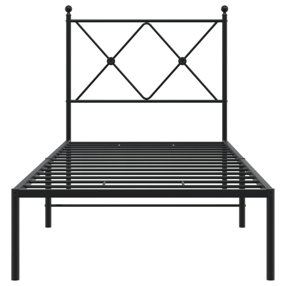 Estructura cama sin colchón con cabecero metal negro 75x190