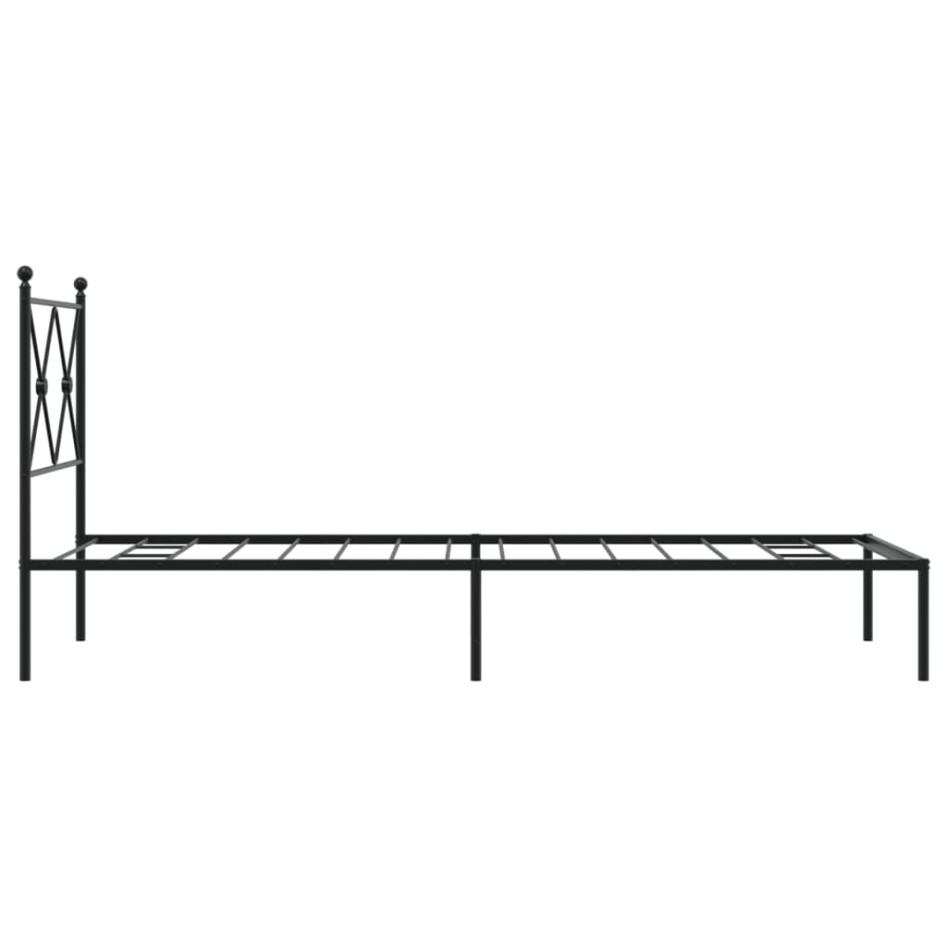 Estructura cama sin colchón con cabecero metal negro 75x190