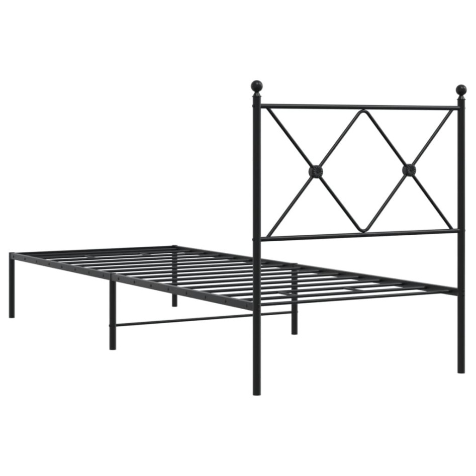 Estructura cama sin colchón con cabecero metal negro 75x190