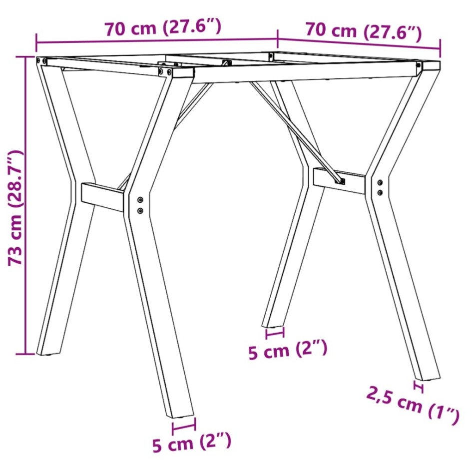 Patas de mesa de comedor estructura Y acero 70x70x73