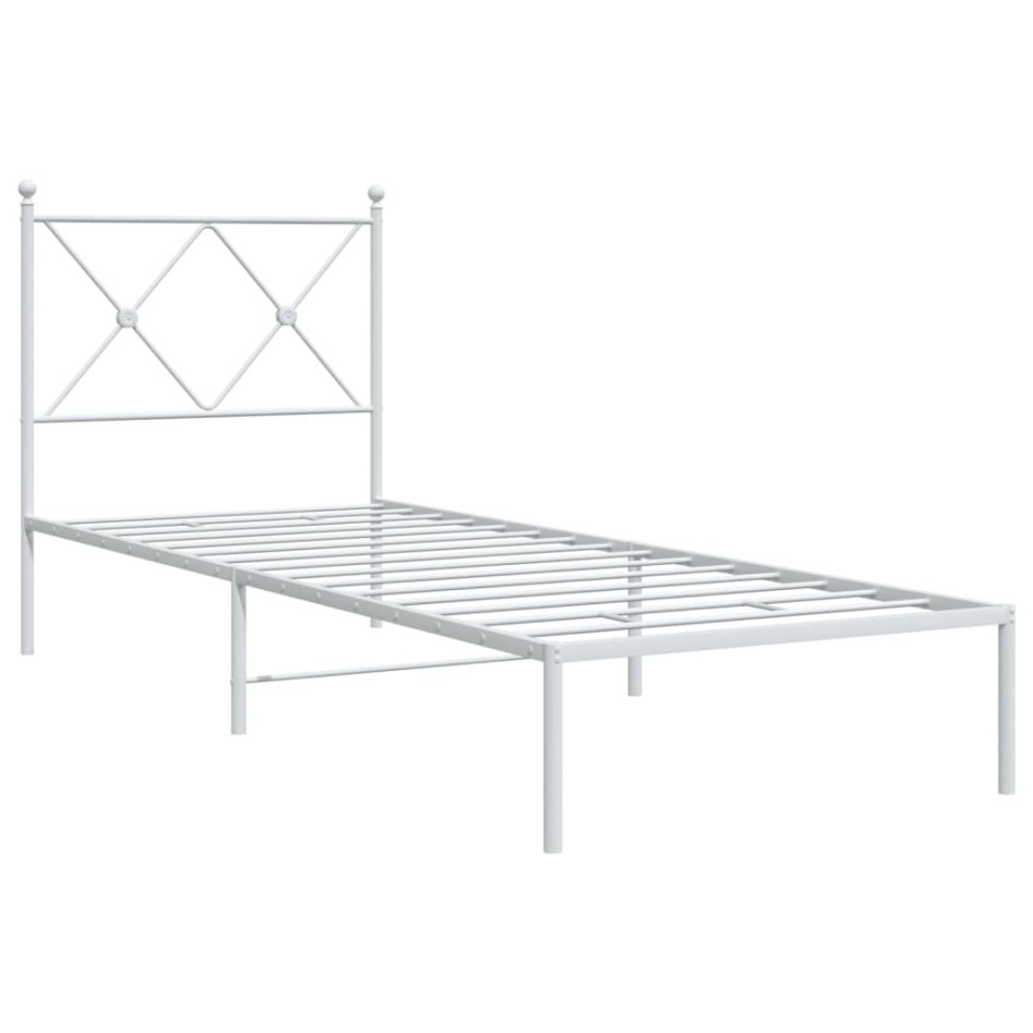 Estructura cama sin colchón con cabecero metal blanco 75x190