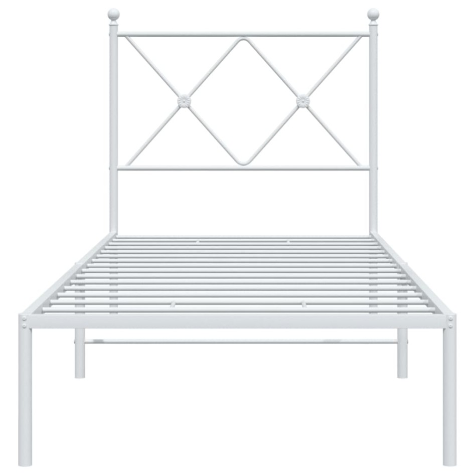 Estructura cama sin colchón con cabecero metal blanco 75x190