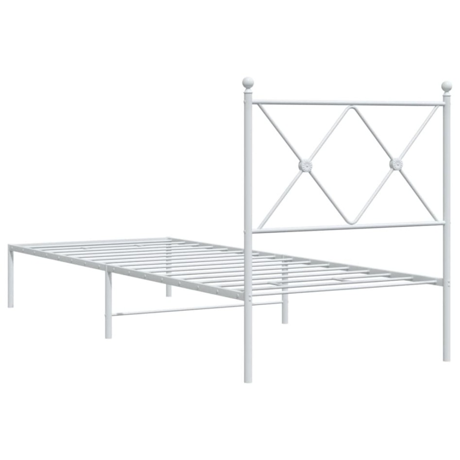 Estructura cama sin colchón con cabecero metal blanco 75x190