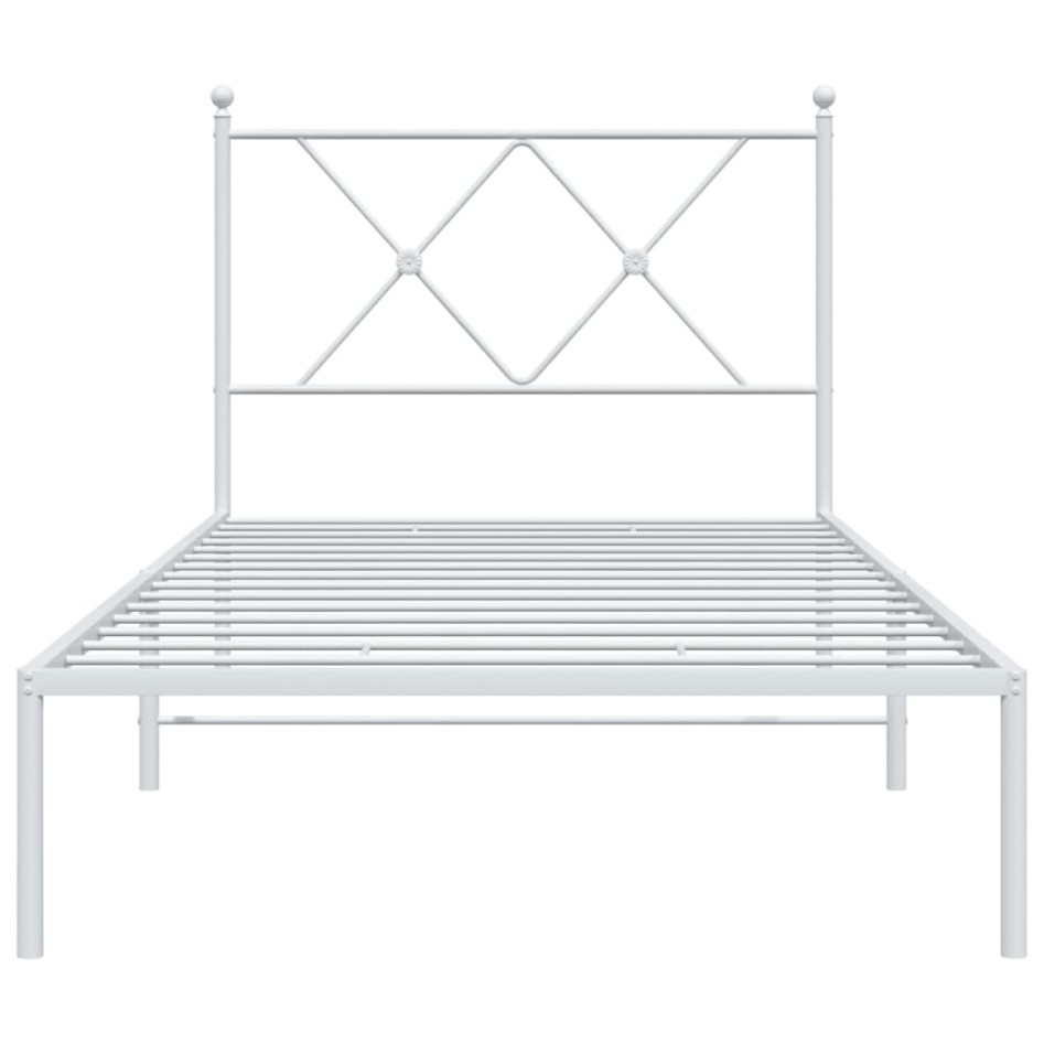 Estructura cama sin colchón con cabecero metal blanco 90x190
