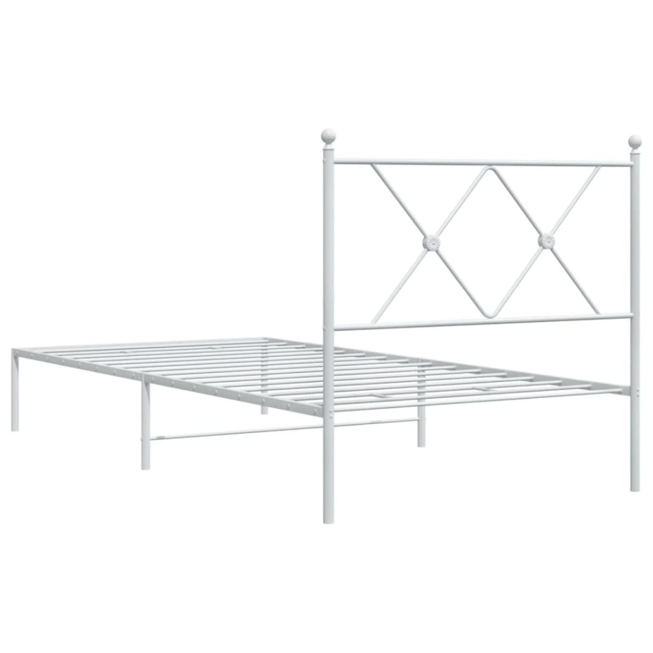 Estructura cama sin colchón con cabecero metal blanco 90x190