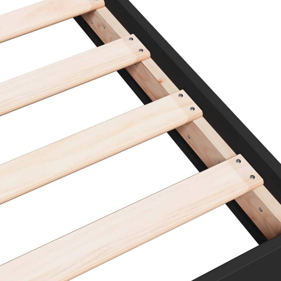 Estructura de cama madera de ingeniería negra 75x190