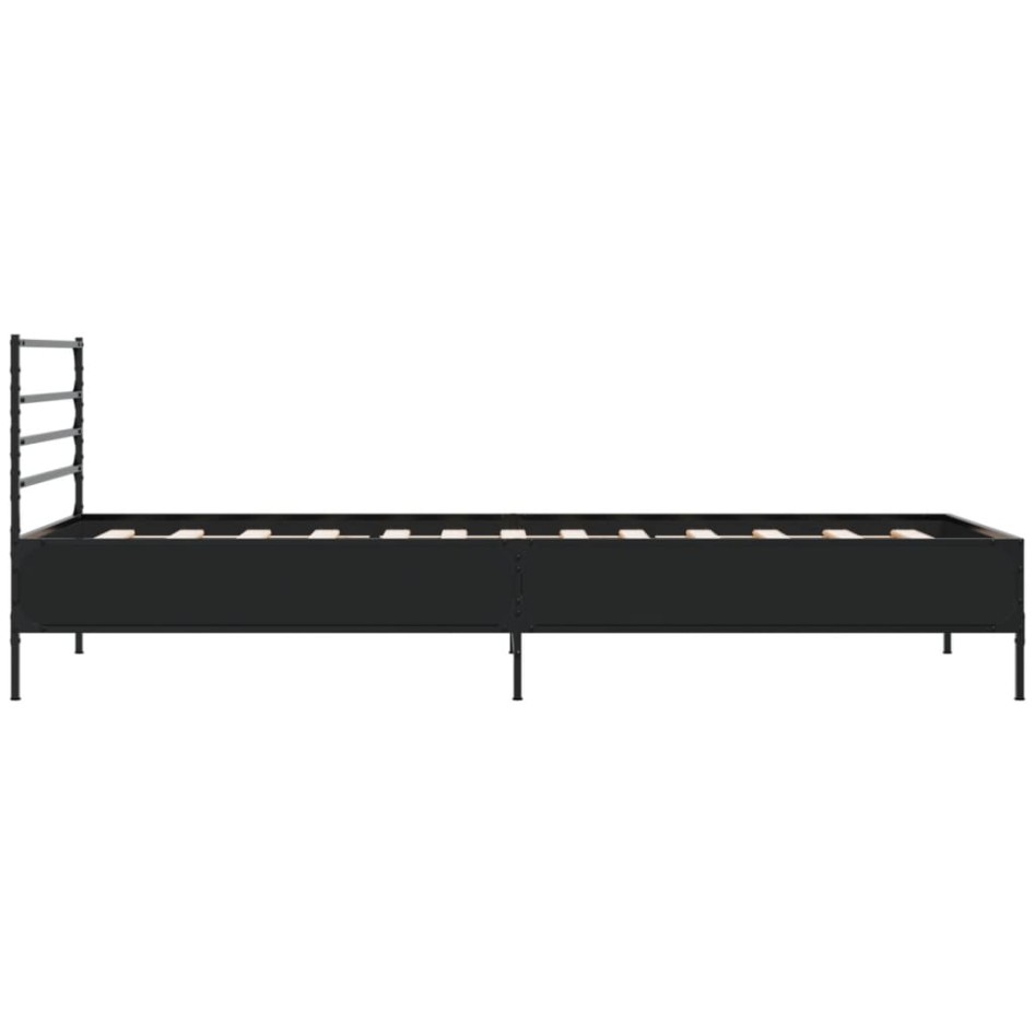 Estructura de cama madera de ingeniería y metal negra 75x190