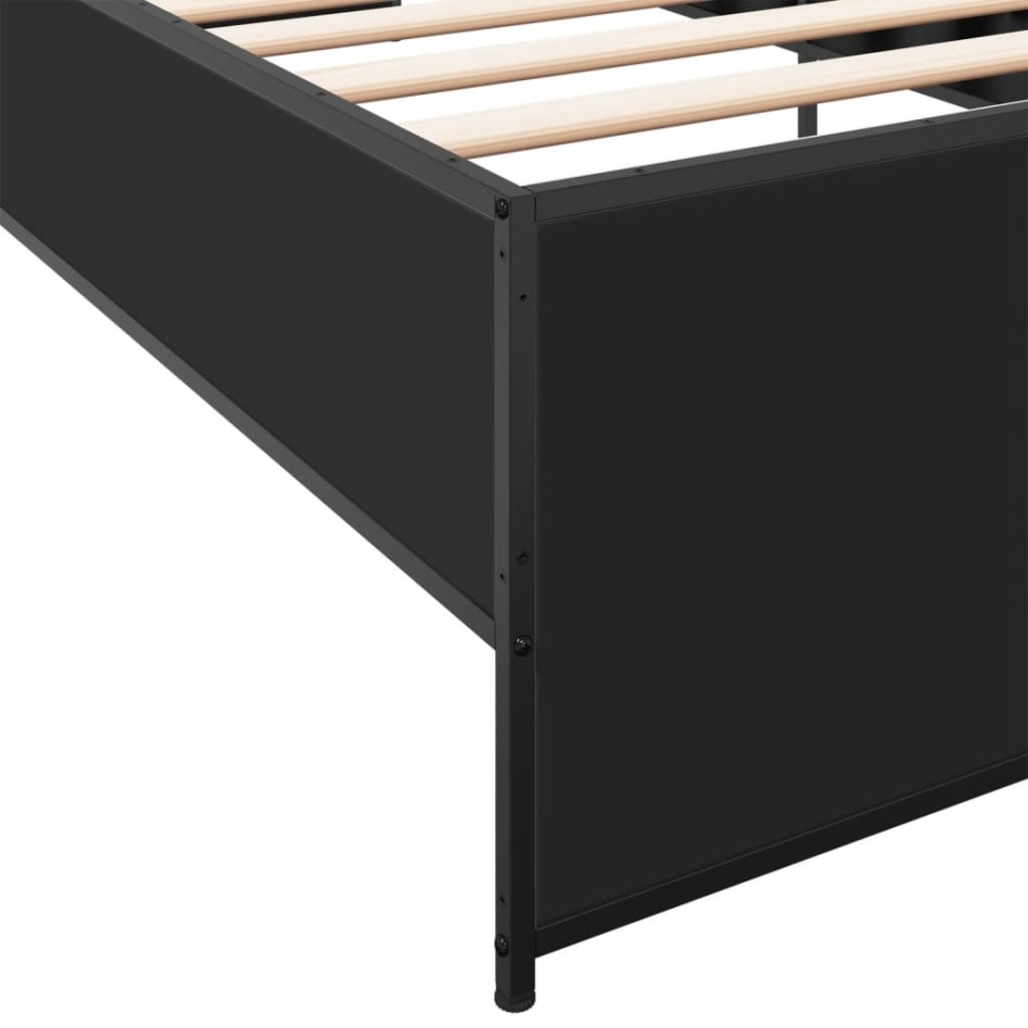 Estructura de cama madera ingeniería y metal negro 100x200