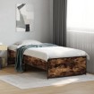 Estructura cama madera ingeniería metal roble ahumado 90x190 cm