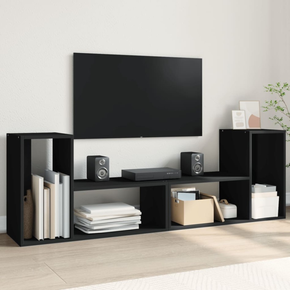 Muebles para TV 2 uds madera de ingeniería negro 75x30x50