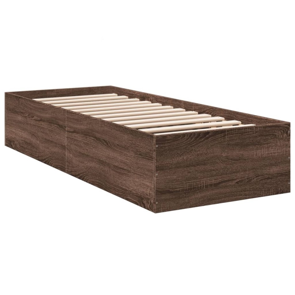 Estructura de cama madera de ingeniería roble marrón 90x200